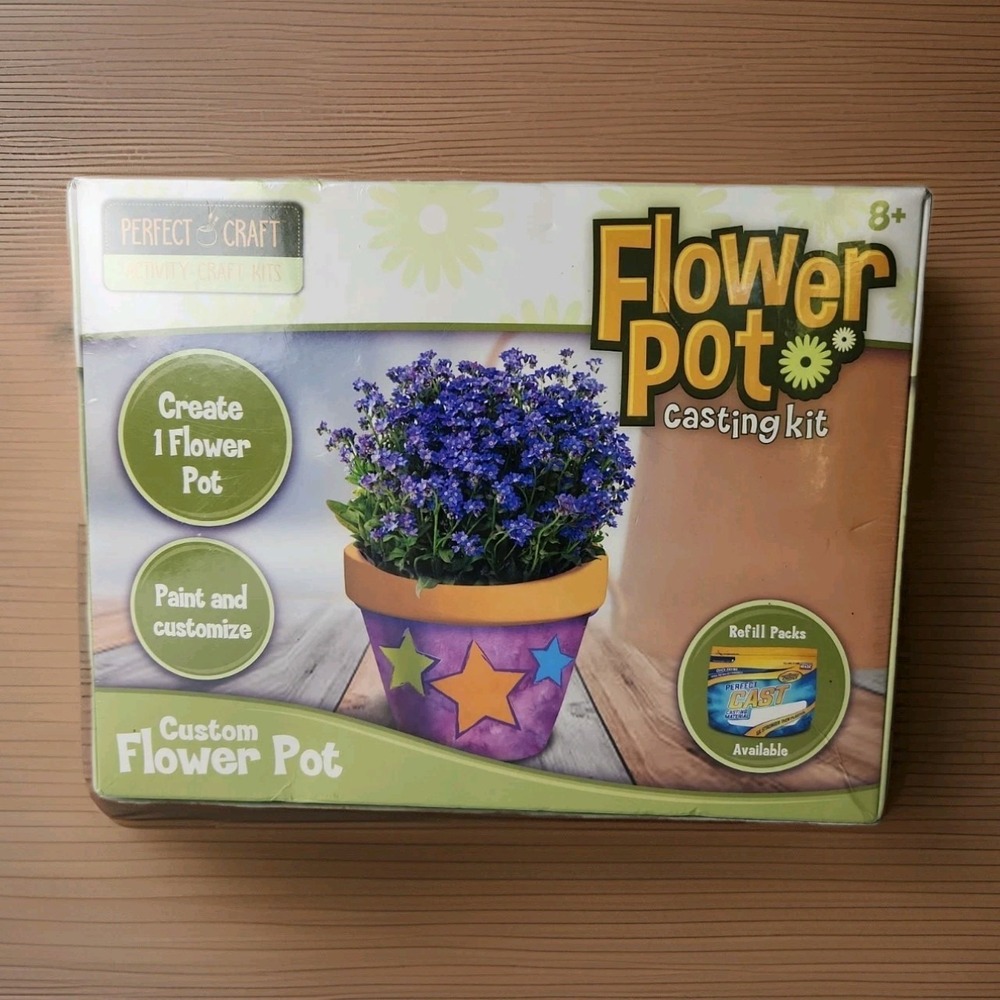 New Perfect Craft Custom Paint DIY Flower‎ Pot Casting Kit NIB 8yrs+ Great Gift